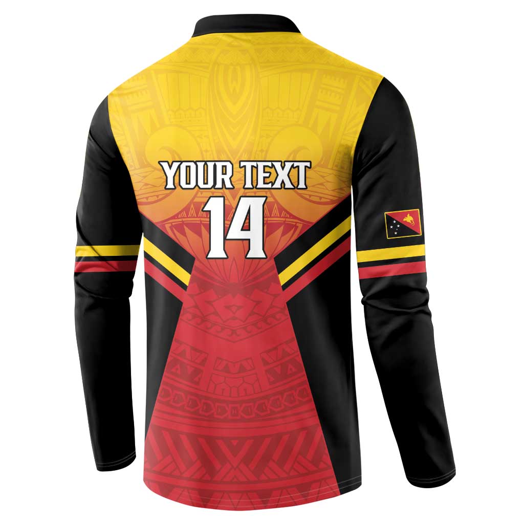 Papua New Guinea Rugby Custom Button Sweatshirt Go PNG Hunters Polynesian Pattern - Aussie Hoodie