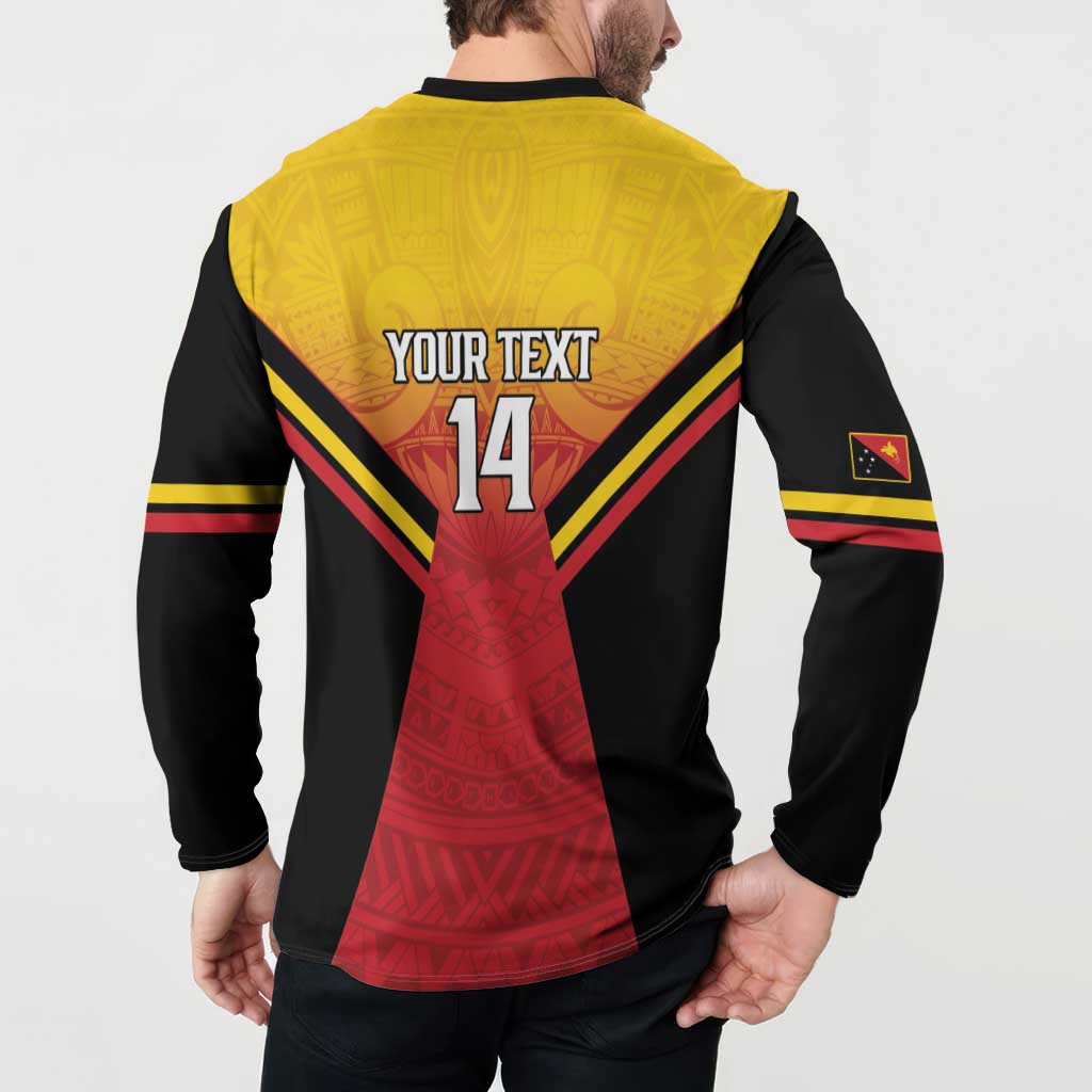 Papua New Guinea Rugby Custom Button Sweatshirt Go PNG Hunters Polynesian Pattern - Aussie Hoodie
