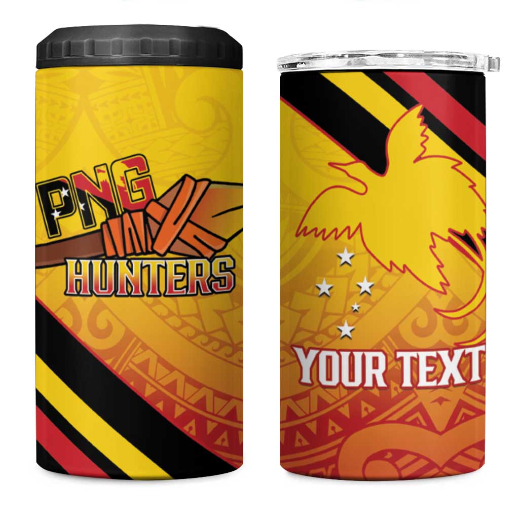 Papua New Guinea Rugby Custom 4 in 1 Can Cooler Tumbler Go PNG Hunters Polynesian Pattern - Aussie Hoodie