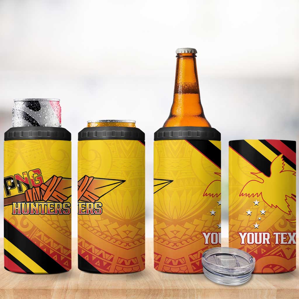 Papua New Guinea Rugby Custom 4 in 1 Can Cooler Tumbler Go PNG Hunters Polynesian Pattern - Aussie Hoodie