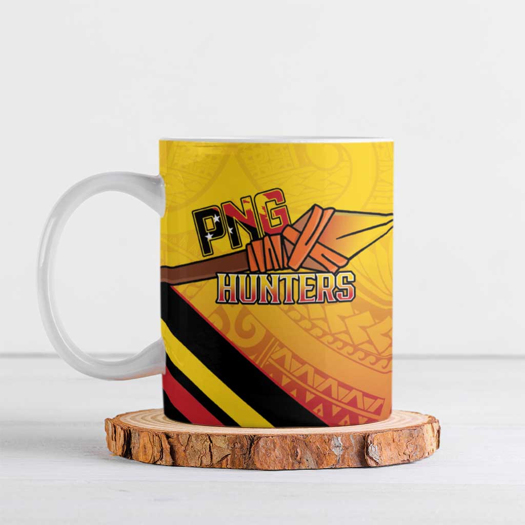Papua New Guinea Rugby Custom Ceramic Mug Go PNG Hunters Polynesian Pattern - Aussie Hoodie
