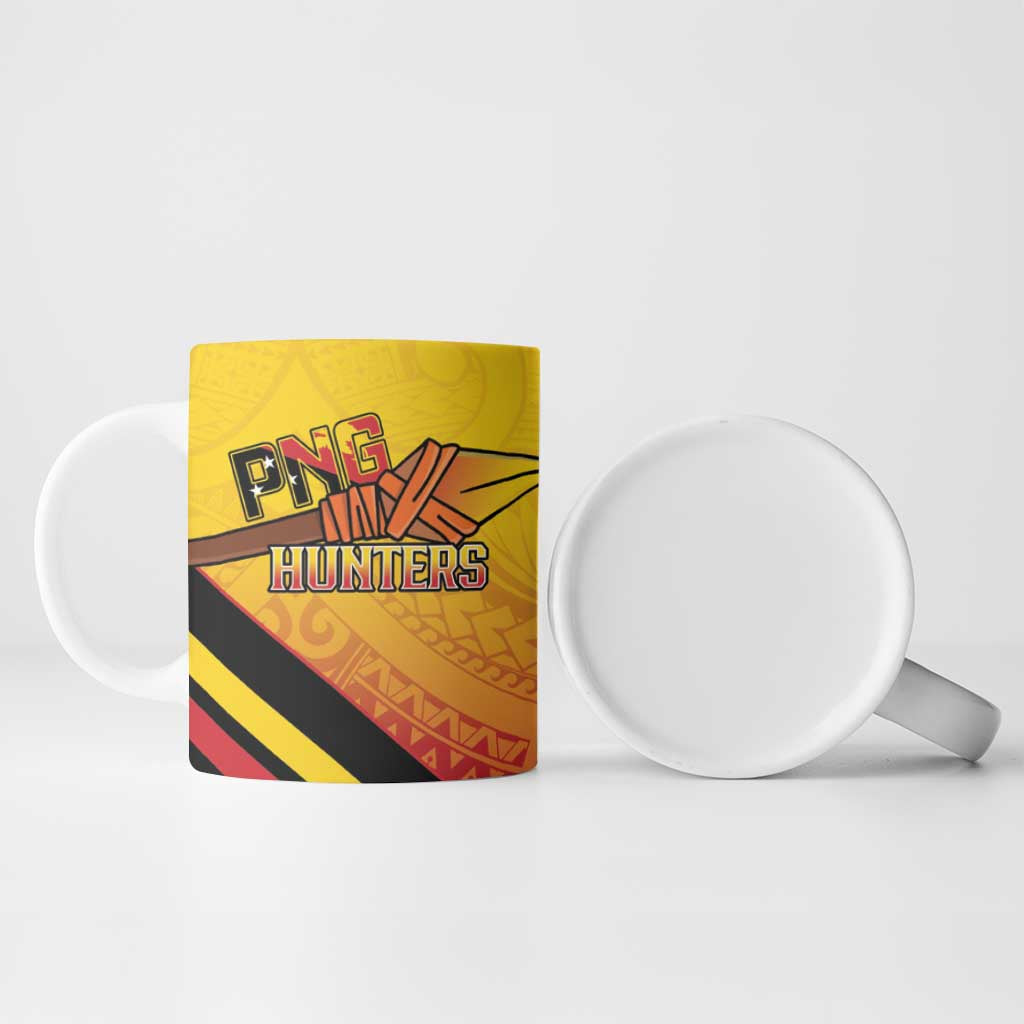Papua New Guinea Rugby Custom Ceramic Mug Go PNG Hunters Polynesian Pattern - Aussie Hoodie
