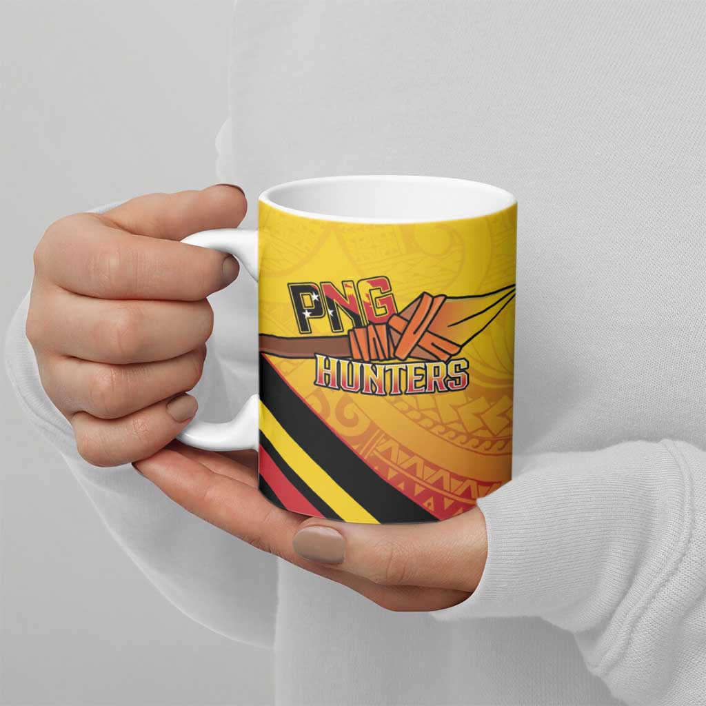 Papua New Guinea Rugby Custom Ceramic Mug Go PNG Hunters Polynesian Pattern - Aussie Hoodie