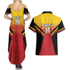 Papua New Guinea Rugby Custom Couples Matching Summer Maxi Dress and Hawaiian Shirt Go PNG Hunters Polynesian Pattern - Aussie Hoodie