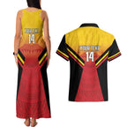 Papua New Guinea Rugby Custom Couples Matching Tank Maxi Dress and Hawaiian Shirt Go PNG Hunters Polynesian Pattern - Aussie Hoodie