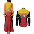 Papua New Guinea Rugby Custom Couples Matching Tank Maxi Dress and Long Sleeve Button Shirt Go PNG Hunters Polynesian Pattern - Aussie Hoodie
