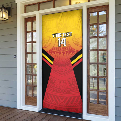 Papua New Guinea Rugby Custom Door Cover Go PNG Hunters Polynesian Pattern - Aussie Hoodie
