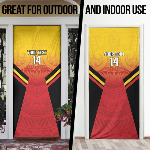 Papua New Guinea Rugby Custom Door Cover Go PNG Hunters Polynesian Pattern - Aussie Hoodie