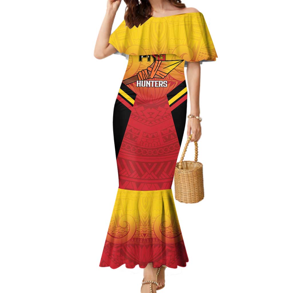 Papua New Guinea Rugby Custom Family Matching Mermaid Dress and Hawaiian Shirt Go PNG Hunters Polynesian Pattern - Aussie Hoodie