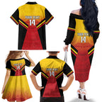 Papua New Guinea Rugby Custom Family Matching Off The Shoulder Long Sleeve Dress and Hawaiian Shirt Go PNG Hunters Polynesian Pattern - Aussie Hoodie