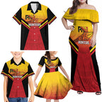 Papua New Guinea Rugby Custom Family Matching Off Shoulder Maxi Dress and Hawaiian Shirt Go PNG Hunters Polynesian Pattern - Aussie Hoodie