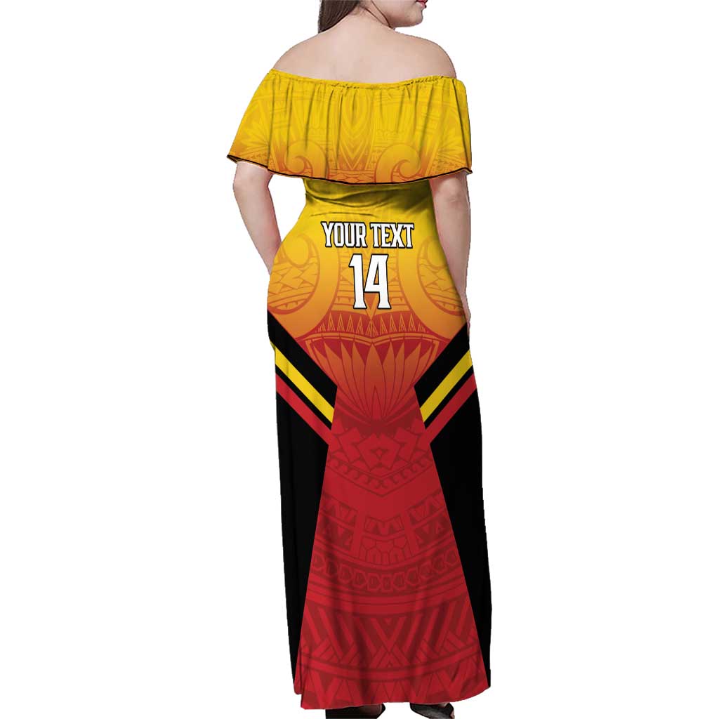 Papua New Guinea Rugby Custom Family Matching Off Shoulder Maxi Dress and Hawaiian Shirt Go PNG Hunters Polynesian Pattern - Aussie Hoodie