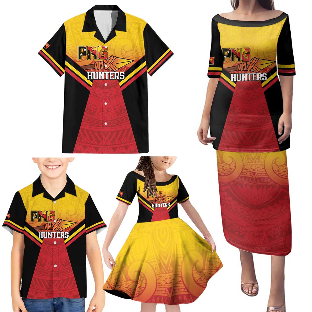 Papua New Guinea Rugby Custom Family Matching Puletasi and Hawaiian Shirt Go PNG Hunters Polynesian Pattern - Aussie Hoodie