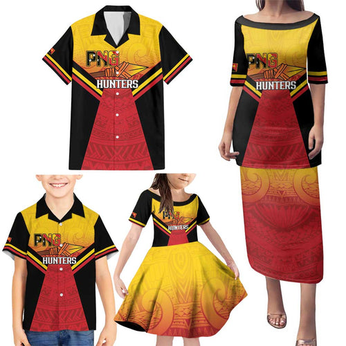 Papua New Guinea Rugby Custom Family Matching Puletasi and Hawaiian Shirt Go PNG Hunters Polynesian Pattern - Aussie Hoodie