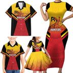 Papua New Guinea Rugby Custom Family Matching Short Sleeve Bodycon Dress and Hawaiian Shirt Go PNG Hunters Polynesian Pattern - Aussie Hoodie