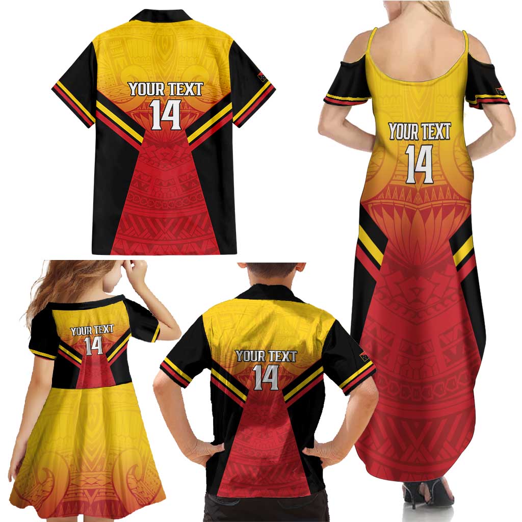 Papua New Guinea Rugby Custom Family Matching Summer Maxi Dress and Hawaiian Shirt Go PNG Hunters Polynesian Pattern - Aussie Hoodie
