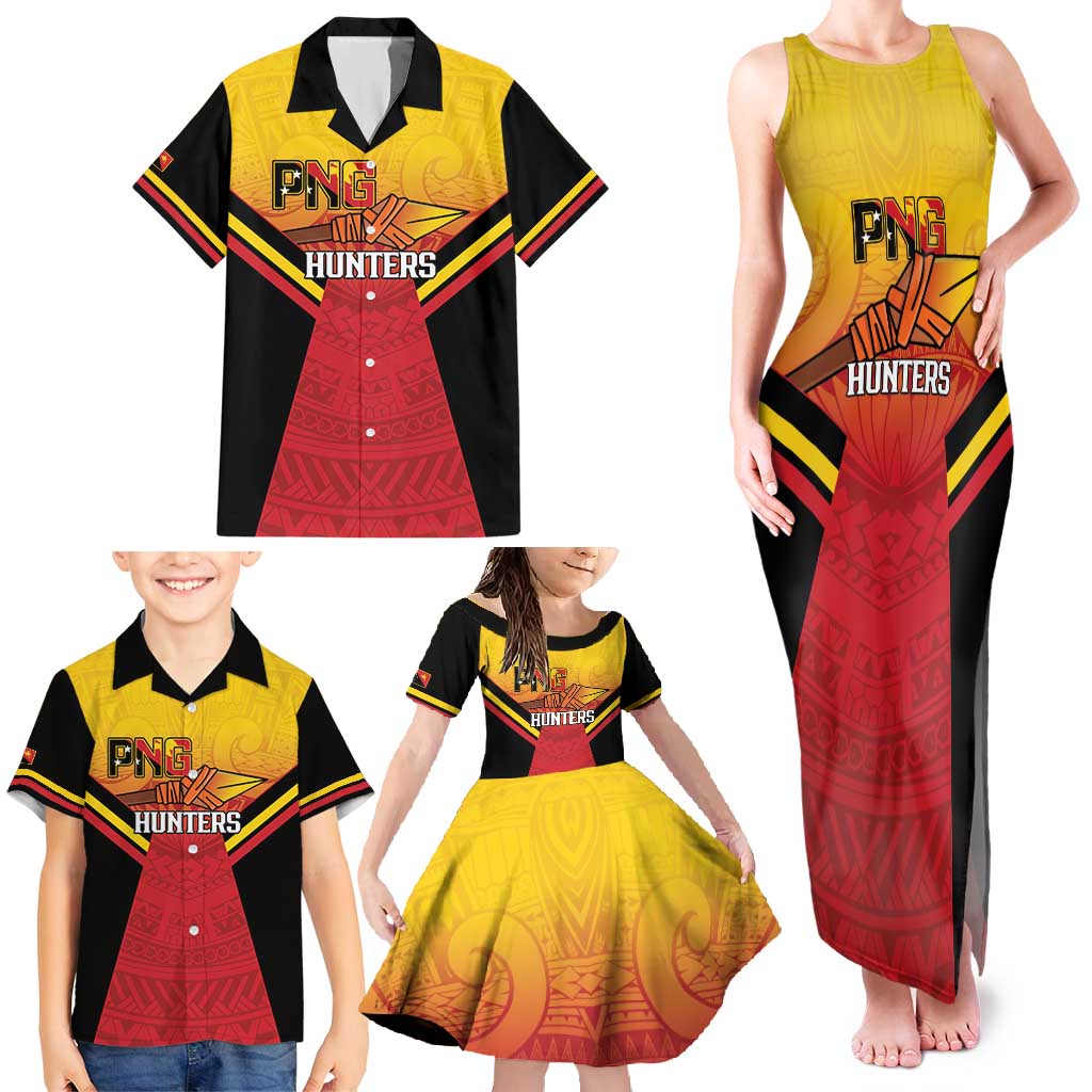 Papua New Guinea Rugby Custom Family Matching Tank Maxi Dress and Hawaiian Shirt Go PNG Hunters Polynesian Pattern - Aussie Hoodie