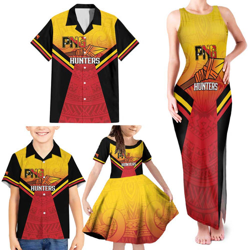 Papua New Guinea Rugby Custom Family Matching Tank Maxi Dress and Hawaiian Shirt Go PNG Hunters Polynesian Pattern - Aussie Hoodie