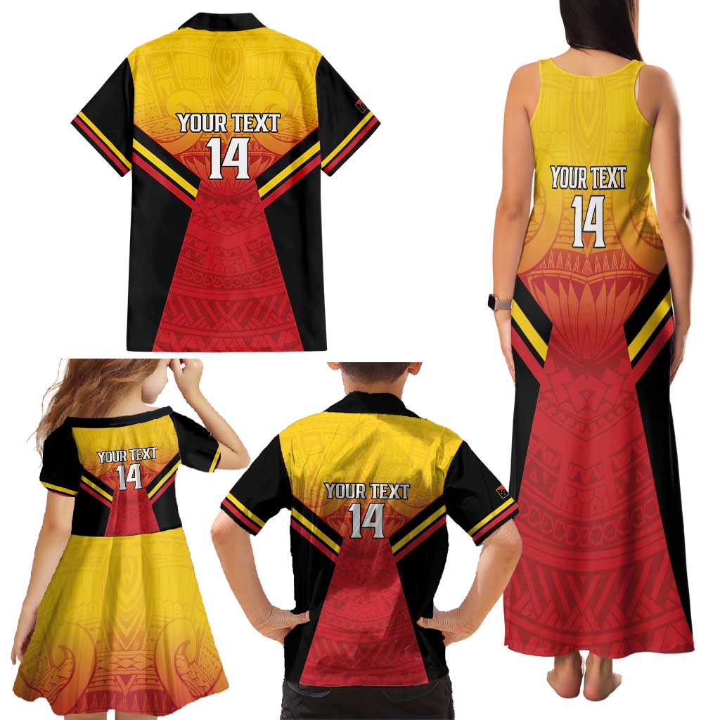 Papua New Guinea Rugby Custom Family Matching Tank Maxi Dress and Hawaiian Shirt Go PNG Hunters Polynesian Pattern - Aussie Hoodie