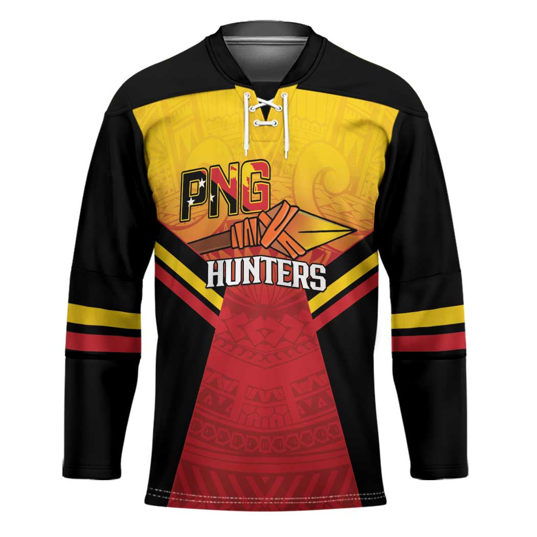 Papua New Guinea Rugby Custom Hockey Jersey Go PNG Hunters Polynesian Pattern - Aussie Hoodie