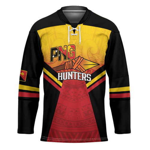 Papua New Guinea Rugby Custom Hockey Jersey Go PNG Hunters Polynesian Pattern - Aussie Hoodie