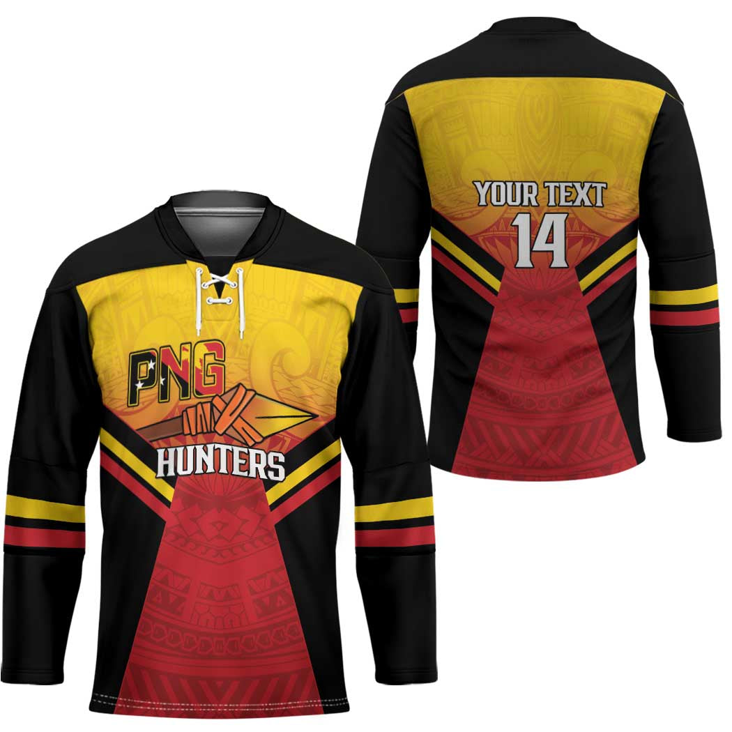 Papua New Guinea Rugby Custom Hockey Jersey Go PNG Hunters Polynesian Pattern - Aussie Hoodie