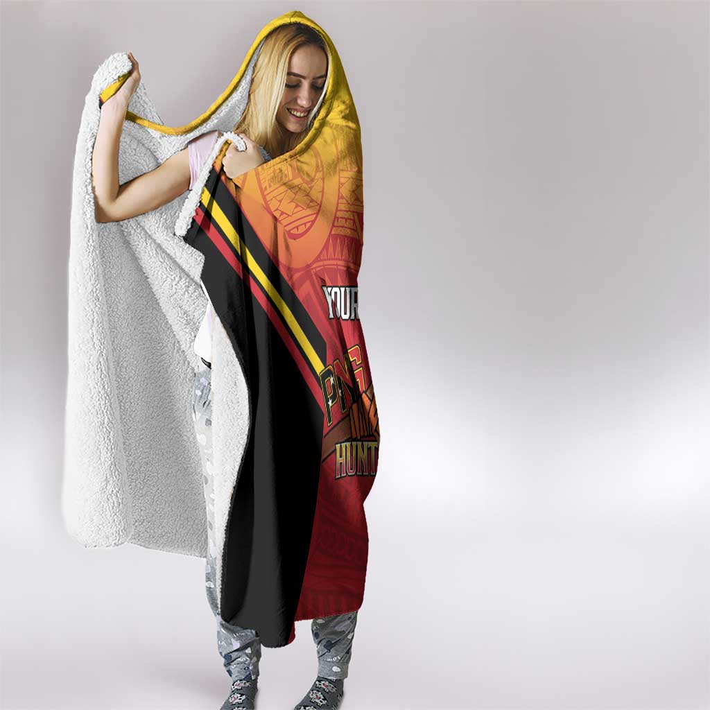 Papua New Guinea Rugby Custom Hooded Blanket Go PNG Hunters Polynesian Pattern - Aussie Hoodie