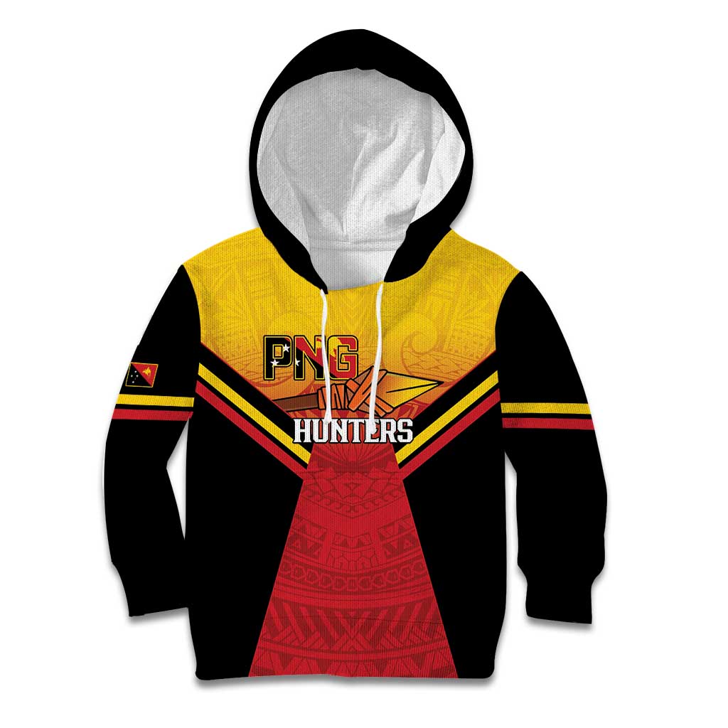 Papua New Guinea Rugby Custom Kid Hoodie Go PNG Hunters Polynesian Pattern - Aussie Hoodie