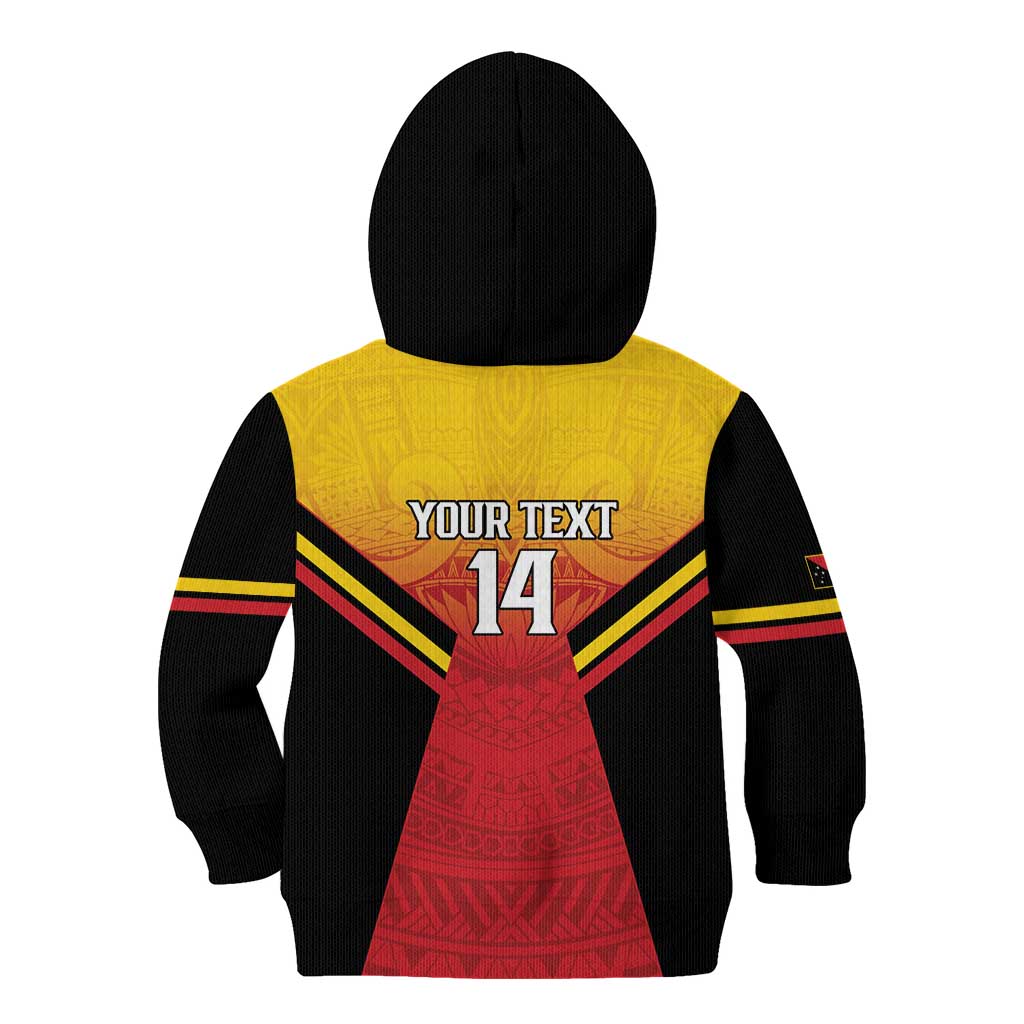 Papua New Guinea Rugby Custom Kid Hoodie Go PNG Hunters Polynesian Pattern - Aussie Hoodie