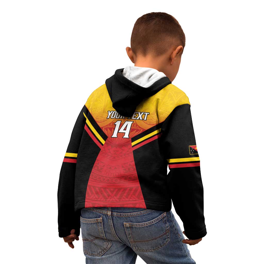 Papua New Guinea Rugby Custom Kid Hoodie Go PNG Hunters Polynesian Pattern - Aussie Hoodie