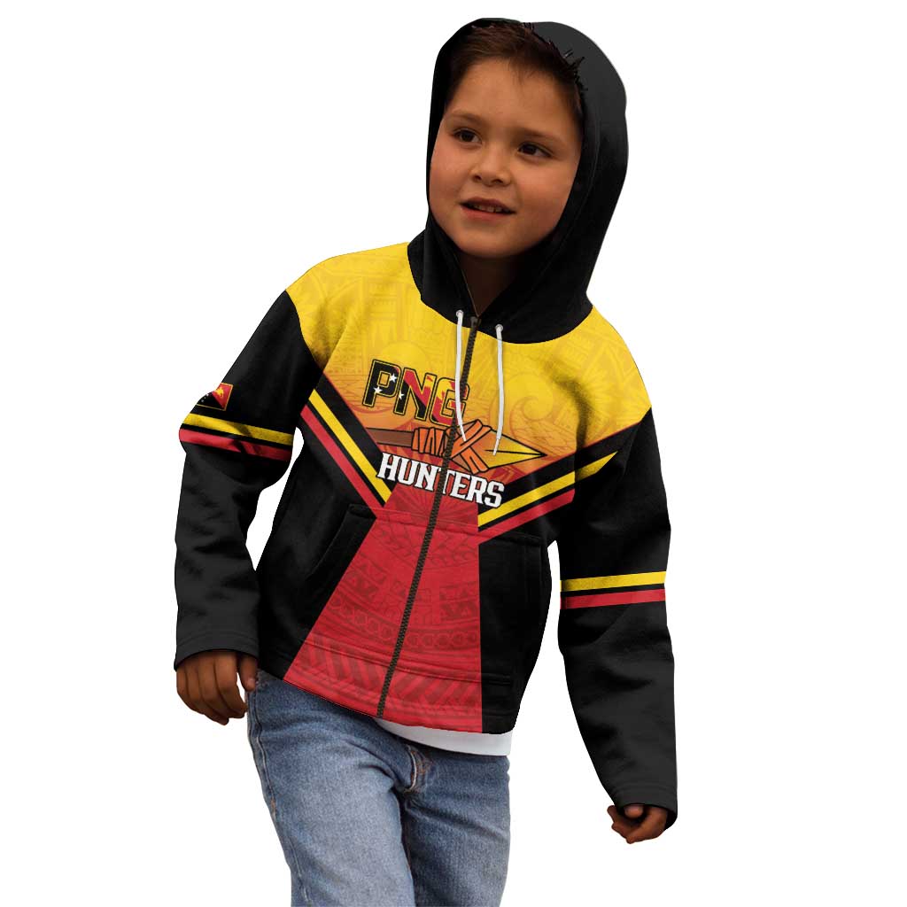 Papua New Guinea Rugby Custom Kid Hoodie Go PNG Hunters Polynesian Pattern - Aussie Hoodie