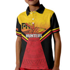 Papua New Guinea Rugby Custom Kid Polo Shirt Go PNG Hunters Polynesian Pattern - Aussie Hoodie
