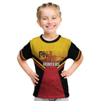 Papua New Guinea Rugby Custom Kid T Shirt Go PNG Hunters Polynesian Pattern - Aussie Hoodie