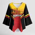 Papua New Guinea Rugby Custom Kimono Sleeve Blouse Go PNG Hunters Polynesian Pattern - Aussie Hoodie