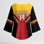 Papua New Guinea Rugby Custom Kimono Sleeve Blouse Go PNG Hunters Polynesian Pattern - Aussie Hoodie