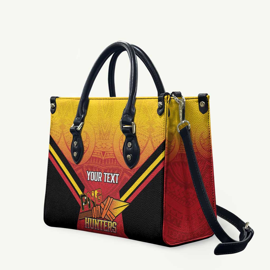 Papua New Guinea Rugby Custom Leather Bag Go PNG Hunters Polynesian Pattern - Aussie Hoodie