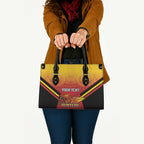 Papua New Guinea Rugby Custom Leather Bag Go PNG Hunters Polynesian Pattern - Aussie Hoodie