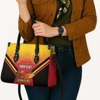 Papua New Guinea Rugby Custom Leather Bag Go PNG Hunters Polynesian Pattern - Aussie Hoodie
