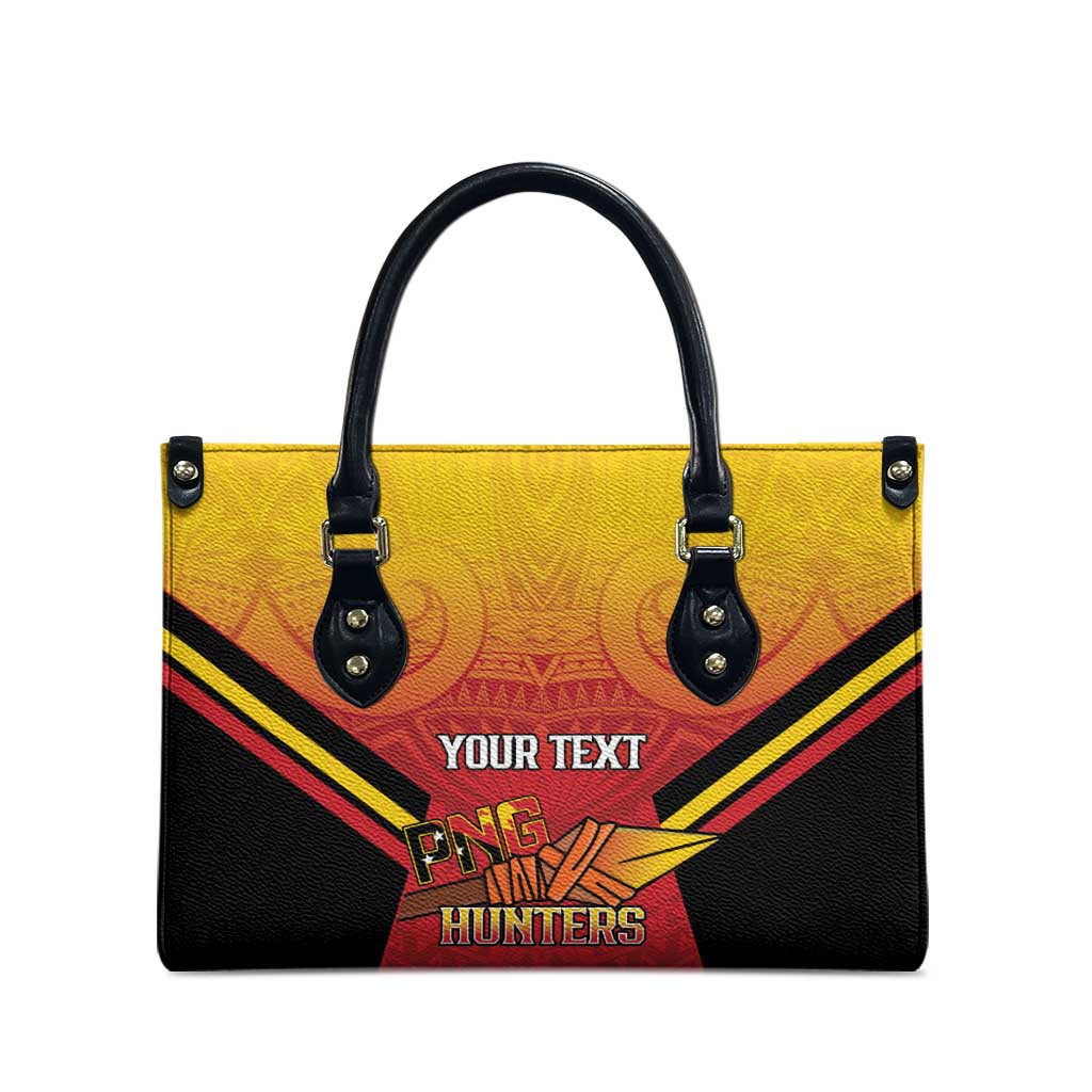 Papua New Guinea Rugby Custom Leather Bag Go PNG Hunters Polynesian Pattern - Aussie Hoodie