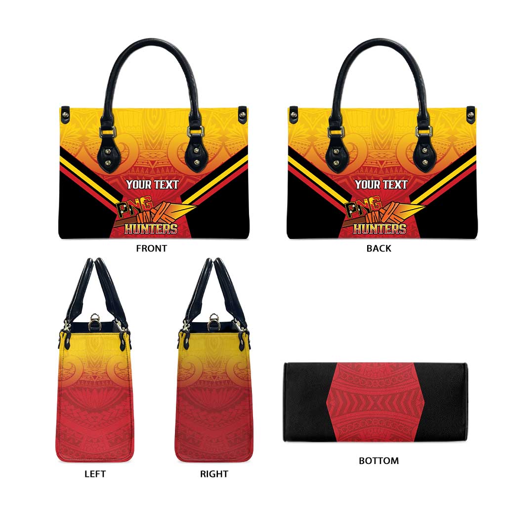 Papua New Guinea Rugby Custom Leather Bag Go PNG Hunters Polynesian Pattern - Aussie Hoodie