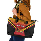 Papua New Guinea Rugby Custom Leather Tote Bag Go PNG Hunters Polynesian Pattern - Aussie Hoodie