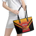 Papua New Guinea Rugby Custom Leather Tote Bag Go PNG Hunters Polynesian Pattern - Aussie Hoodie
