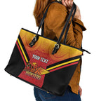 Papua New Guinea Rugby Custom Leather Tote Bag Go PNG Hunters Polynesian Pattern - Aussie Hoodie