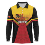 Papua New Guinea Rugby Custom Long Sleeve Polo Shirt Go PNG Hunters Polynesian Pattern - Aussie Hoodie