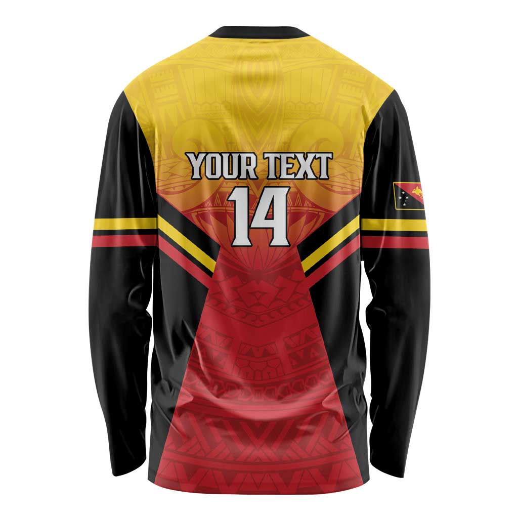 Papua New Guinea Rugby Custom Long Sleeve Shirt Go PNG Hunters Polynesian Pattern - Aussie Hoodie