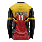 Papua New Guinea Rugby Custom Long Sleeve Shirt Go PNG Hunters Polynesian Pattern - Aussie Hoodie