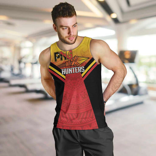 Papua New Guinea Rugby Custom Men Tank Top Go PNG Hunters Polynesian Pattern - Aussie Hoodie