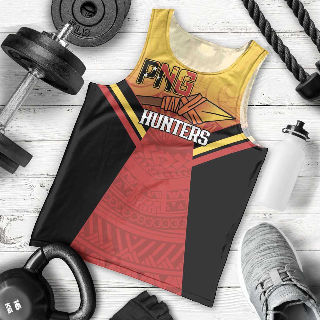 Papua New Guinea Rugby Custom Men Tank Top Go PNG Hunters Polynesian Pattern - Aussie Hoodie