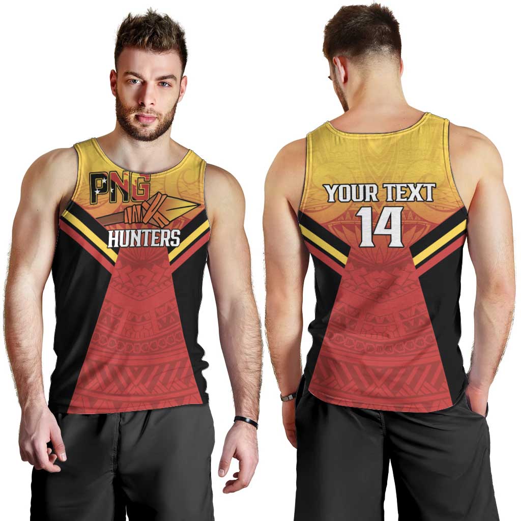 Papua New Guinea Rugby Custom Men Tank Top Go PNG Hunters Polynesian Pattern - Aussie Hoodie