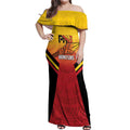 Papua New Guinea Rugby Custom Off Shoulder Maxi Dress Go PNG Hunters Polynesian Pattern - Aussie Hoodie